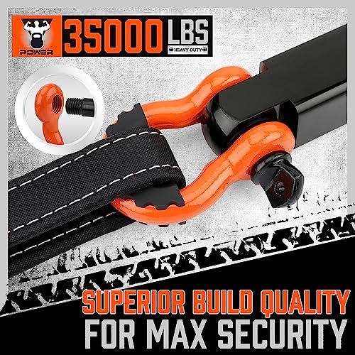 HORUSDY Nylon Heavy Duty Tow Strap Recovery Strap with Hooks 3" x 30Ft - 35,000 LBS Break Strength, 2" Shackle Hitch Receiver + 3/4 D Ring Shackles (2pcs), Recover Your Vehicle Stuck in Mud/Snow - style: 35,000 LBS Break Strength, 2" Shackle Hitch Receive
