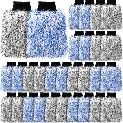 LemonRoad 30 Pcs Microfiber Car Wash Mitts Scratch Free Wash Mitts for Car Cyclone Microfiber Absorbent Detailing Washing Gloves Sponge Glove Cleaner for Wheel Trucks Home Cleaning Supplies