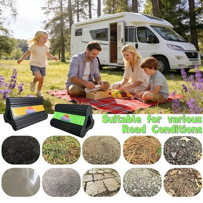 Heavy Duty Green Rubber Wheel Chocks,6.3x4.5x4,Triangular Stable Tire Stopper with Rope, Non-Slip Reflective Portable, Compact Easy Storage, RV Camper Trailer Car Garage(4, Green) - color: GREEN