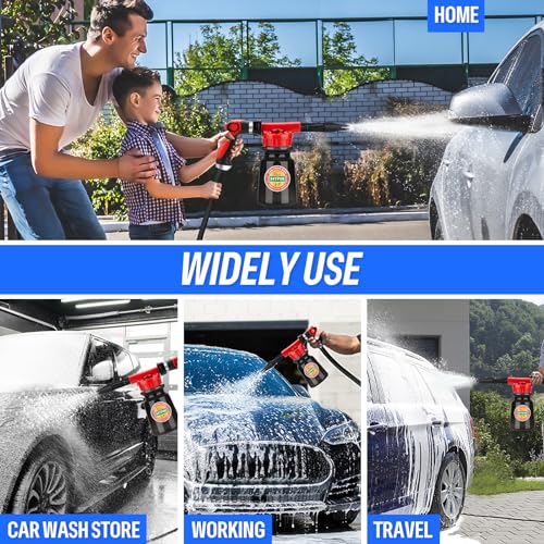 16 IN 1 Car Wash Foam Gun,Adjustable Hose Wash Sprayer for Car/Garden Clean | with 2.5 to 6 Bars Foam Blaster, Garden Hose Car Foam Sprayer, Use with 1/2” Quick Connector, Car Accessories Cleaning - color: Black
