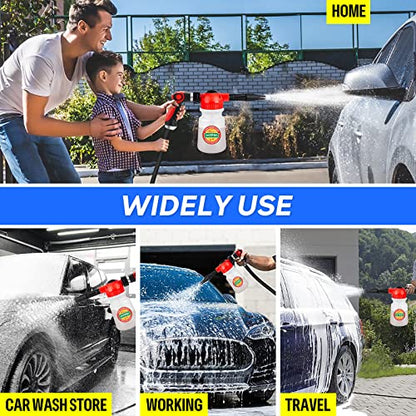 MYPIN Car Wash Foam Gun Set, Foam Cannon, Adjustable Hose Wash Sprayer with 2.5 to 6 Bars Foam Blaster, with Nozzles, Wash Mitten, Suitable for Car Cleaning and Garden Use with 1/2” Quick Connector - color: Black