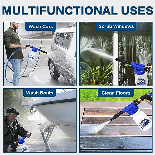 anngrowy Car Wash Foam Gun Soap Car Wash Foam Cannon for Garden Hose Foam Sprayer Car Wash Soap Foam Gun Hose Foam Cannon Blaster Hose Foam Cannon Gun Quick Connector to Any Garden Hose (Blue) - color: Blue
