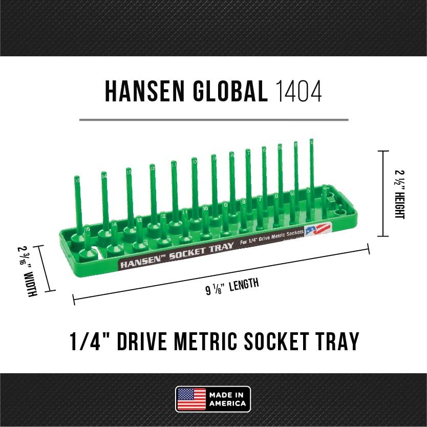 Hansen Global 92001 SAE & Metric, 2-Row Socket Tray Set - 6-Pieces, Green - color: Green