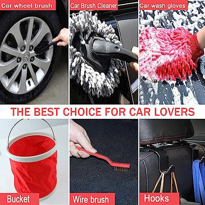 LIANXIN Car Wash Kit with Foam Gun, Car Cleaning, Car Wash Detailing Kit | Car Washing Kit High-Pressure Foam Spray Microfiber Collapsible Bucket Cleaning Detailing Brush Ideal for Home Car Detailing - size: XXL-30