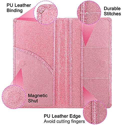 Car Registration and Insurance Holder, Premium Leather Insurance and Registration Holder,vehicle Glove Box Car Organizer, with Magnetic Shut for Cards, Driver License (Glitter Pink) - color: 06-Glitter Pink