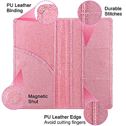 Car Registration and Insurance Holder, Premium Leather Insurance and Registration Holder,vehicle Glove Box Car Organizer, with Magnetic Shut for Cards, Driver License (Glitter Pink) - color: 06-Glitter Pink