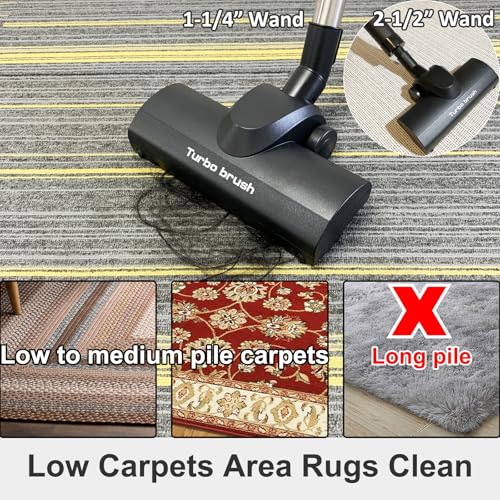 Turbo Brush Head Shop Vac Accessory 1.25" with 2.5" Hose Adapter, 1-1/4" 2-1/2" Shopvac Attachment for Wet Dry Vacuums, Ideal for Pet Hair Removal on Carpets Area Rugs Hardfloors - style: Turbo Brush