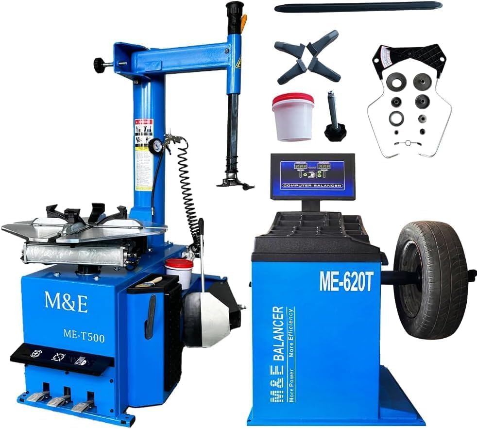 2.0HP Swing Arm 24" Clamping Tire Changer Wheel Changer Machine Tires Machine Wheel Balancer Tire Changer Machine Combo (ME-T500+B620)