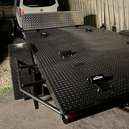 Vehicle Wheel Chock Tie Down kit 4500lb Break Strength-4 Pack 2" x9' E Track Straps-Ultimate Heavy Duty Trailer Tire Strap System for ATV,UTV,Lawn Mower | E-track ratchet straps, 8 steel chocks, bolt-on mount, ATV UTV lawn mower trailer compatible, tire s