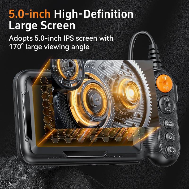 Daxiongmao Endoscope Camera with Light, Dual Lens 1080p HD Borescope, IP67 Waterproof Snake Camera – Ideal for Inspecting Walls, Vents, Automotive Engines, Pipes – A Great Tool Gift for Men (16.4ft) - size: 16.5FT G50 5" Borescope