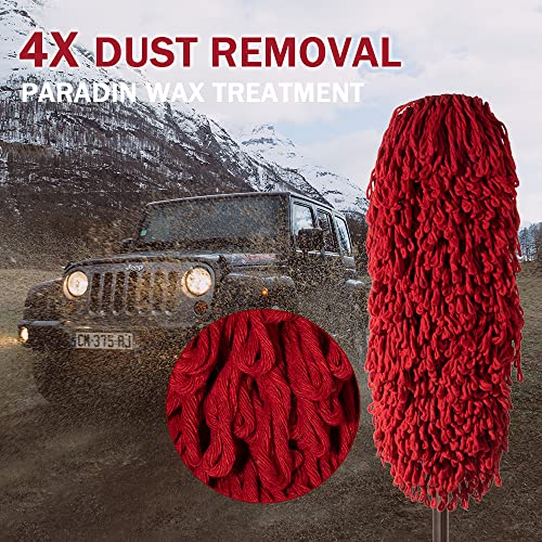 Car Duster Exterior, Loop End, 2 Pcs, Bright Red | Telescopic pole. Treated sweep traps pollen without water. Auto scratch-free care for truck, RV. - color: Bright Red