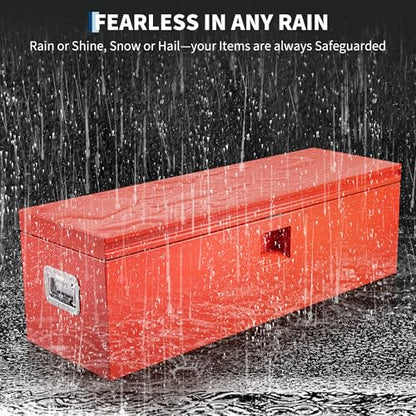 Industrial Steel Truck Tool Box w/Gas-Shock Lid, Pry-Resistant Security & Weatherproofing Toolbox Organizer Chest Fits Pickup, Truck Bed, RV, Trailer - color: Red, size: 15X15X24 inch