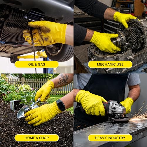 TitanFlex Heavy Duty Industrial Nitrile Gloves with Raised Diamond Texture, 6-mil, Latex Free (Dark Green/Yellow) - color: 06 Yellow (1000ct), size: XX-Large