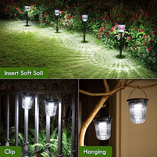 Solar Pathway Lights Outdoor Waterproof, 4 Pack 200 Lumens Super Bright Solar Garden Lights with 2 Lighting Modes, Auto On/Off Outdoor Solar Lights for Yard, Walkway, Lawn, Driveway, Path - size: 4 Pack-200 Lumen