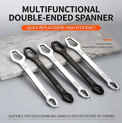 Universal Double Ended Wrench,Universal Car Wrench,Diy Machine Auto Maintenance, For 3mm-24mm Nuts, Chrome Vanadium Steel,For Home,Construction (Mix) - color: Mix