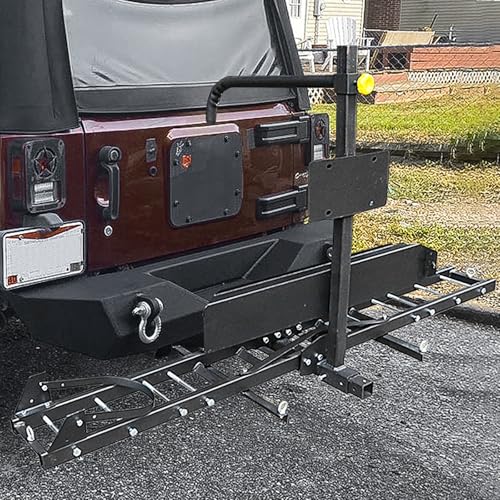 Motorcycle Hitch Carrier, 500LBS Heavy Duty Steel Dirt Bike Hauler Hitch Mount Rack with Loading Ramp, Anti-Tilt Locking Device for Truck, Car or SUV with 2" Hitch Receiver