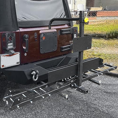 Motorcycle Hitch Carrier, 500LBS Heavy Duty Steel Dirt Bike Hauler Hitch Mount Rack with Loading Ramp, Anti-Tilt Locking Device for Truck, Car or SUV with 2" Hitch Receiver
