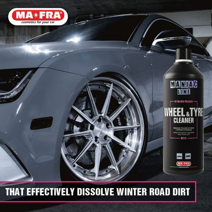 MANIAC LINE MAFRA Wheel and Tyre Cleaner | 2 in 1 for Rims and Tyres | Fast Brake Dust and Road Film Removal | Foam or Spray Application | Safe on Alloy Painted and Clear Coated Wheels | 1 Liter - size: 33.8 Fl Oz (Pack of 1)