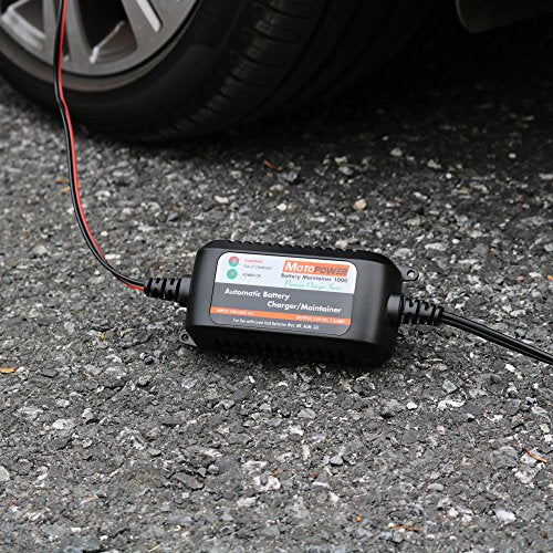 MOTOPOWER MP00206A 12V 1.5Amp Automatic Battery Charger, Battery Maintainer for Cars, Motorcycles, ATVs, RVs, Powersports, Boat and More