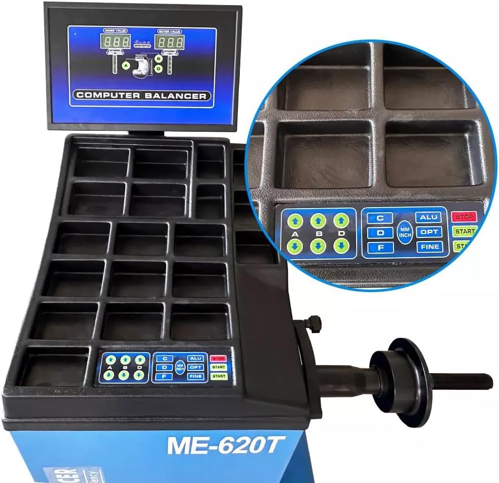ME-T530Z & ME-B620 Tire Changer and Wheel Balancer Combo, Wheel Balancer with Pedal Inflation Gauge, Double Assist Arm Rim Clamp Machine, Alloy Steel Jaw and Stainless Mounting Head - color: Blue530+620