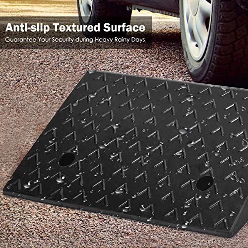 2PCS Rubber Car Curb Ramps, Portable Lightweight Threshold Ramp Set Heavy Duty Loading Ramp Slope Motorcycle Pad for Driveway, Sidewalk, Loading Dock (5" Rise) Black