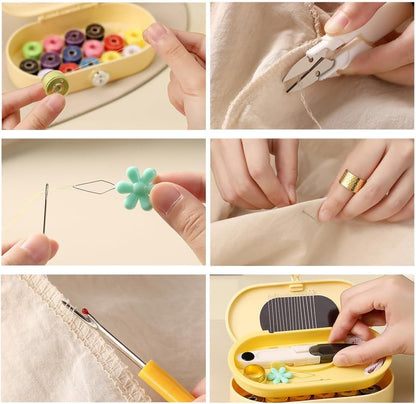 FKOG Sewing Project Kit, 135 Pcs Family Sewing Supplies Repair Kit Traveler Sewing Kit Sewing Thread Accessories DIY Sewing Supplies Organizer (White Grey) - style: White Grey