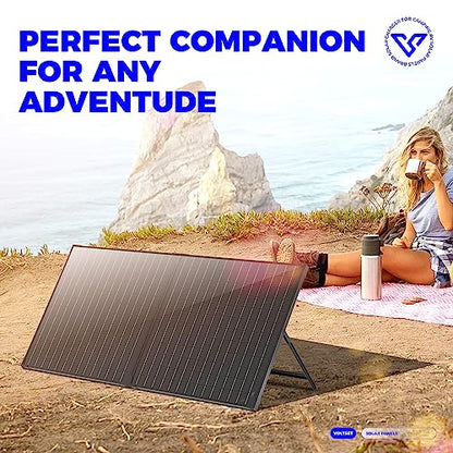 VOLTSET 100 Watt 12 Volt Portable Solar Panel with Waterproof 10A Charger Controller, Foldable 100W Solar Charger Suitcase with H-Bracket for Power Station, Car, Camping, RV, Boat and Outside - size: 100W Portable