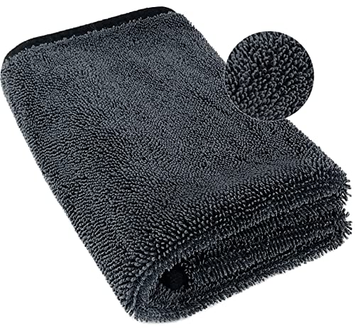 Airlab Microfiber Towels for Cars Wash Drying Extra Large Super Absorbent Cleaning Cloth Auto Detailing Ultra Soft, Lint-Free, Streak-Free, 35 x 24 Inch, Pack of 1, Grey-Black, 600 GSM - color: 35 X 24 Inch, Pack of 1, Grey-black, 600 Gsm