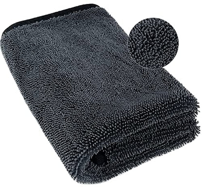 Airlab Microfiber Towels for Cars Wash Drying Extra Large Super Absorbent Cleaning Cloth Auto Detailing Ultra Soft, Lint-Free, Streak-Free, 35 x 24 Inch, Pack of 1, Grey-Black, 600 GSM - color: 35 X 24 Inch, Pack of 1, Grey-black, 600 Gsm