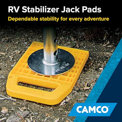 Camco RV Stabilizing Jack Pads - Features Interlocking Design & Includes Handy Strap for RV Storage and Organization - Molded of Strong UV Stabilized Polypropylene - 4-Pack (44595) - size: 6.2-Inch x 6.2-Inch, style: Pack of 4