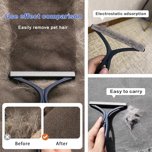 3-Pack Pet Hair Remover Carpet Rake, Dog Cat Hair Remover, Carpet Scraper | Pet Hair Removal Tool, Lint Remover, Carpet Brush, Rugs, Couch, Furniture, Car, Pet Towers, Carpet Clothes, Cat Beds - color: Blue With Black