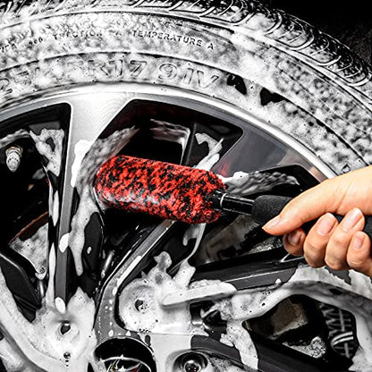 Metal-Free Wheel Brushes(3 Pack), Wheel Brush, Soft, Dense Fibers Clean Car Rim Wheels Safely… - color: Black EVA