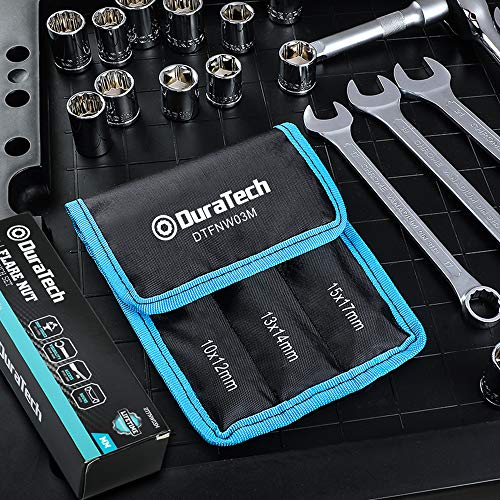 DURATECH Flare Nut Wrench Set, Metric, 3-piece | 10mm, 12mm, 13mm, 14mm, 15mm, 17mm, CR-V Steel, Organizer Pouch Included - size: 3pc, Metric