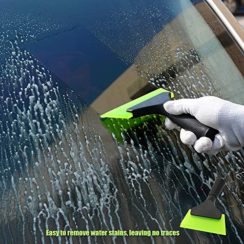 FOSHIO Small Squeegee with 5 Inch Dark Blue & Green Rubber Blade Mini Wiper Window Tinting Tools for Mirror Glass Window Cleaner with Non-Slip Handle, 2 Pack - color: With Green & Blue