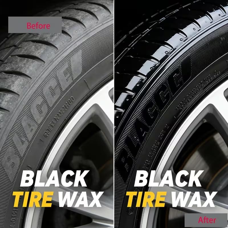 Shiny Black Tire Renovator, The Perfect Deep Black Shine - Long Lasting Car Tire Dressing - No Sling & Dry to Touch, Kit with Applicator and waxing Gloves
