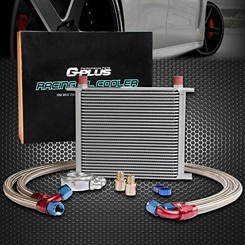 30 Row AN10 Universal Engina Transmission Oil Cooler + Filter Adapter Kit - color: Blue, size: Flat angle style