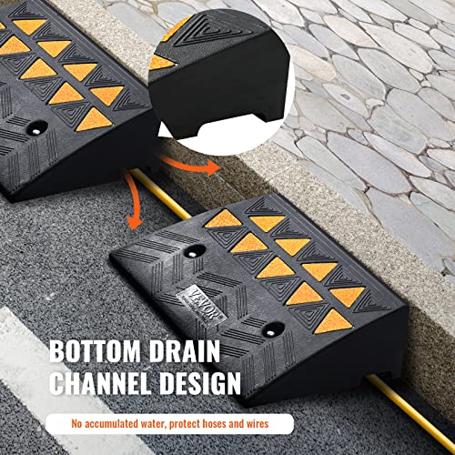 VEVOR Rubber Curb Ramp 5" Rise Height 2 Pack, Heavy-Duty 33069 lbs/15 T Capacity Threshold Ramps, Rubber Driveway Ramps for Cars, Carts, Dollies, Motorcycle, Bikes, Wheelchairs - size: 5" H