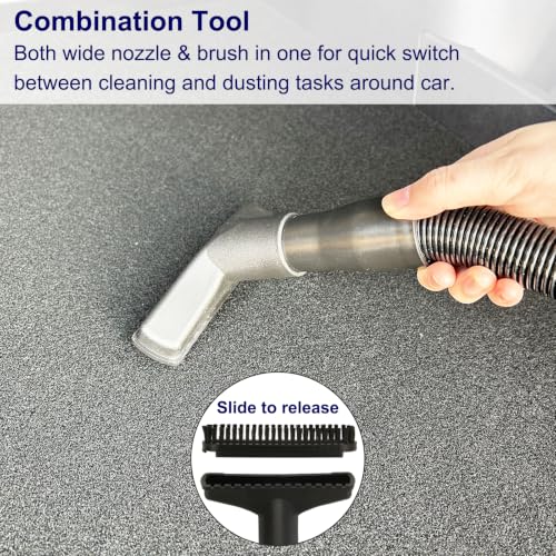 Portek 1-7/8” 1-3/8" 1-1/4" Vacuum Attachments with Adapters as Shop Vac Wet Dry Car Details Cleaning Kit, 1 1/4" Vacuum Accessories 1 3/8" 1 7/8" Adapters