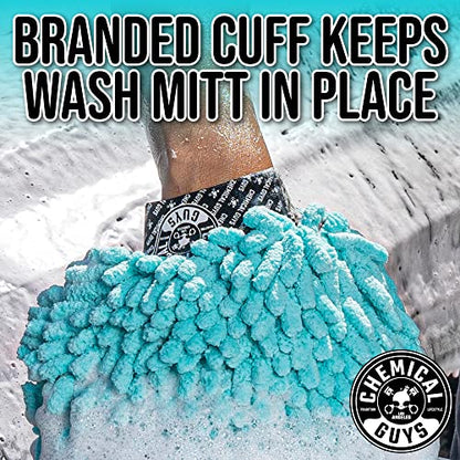 Chemical Guys MIC513 Big Noodle Chenille Microfiber Scratch Free Supersized Car Wash Mitt for Cars, Trucks, SUVs, RVs & More, Turquoise (11" x 12") (Pack of 12) - size: Large (Pack of 12)