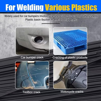 Plastic Welding Set, Including 20 Black Plastic Welding Rods and 2 Smoothing Heads, Professional Materals for Car and Motorcycle Body, Bumpers, Kayaks, and Pipe Repair, Weldings Gun Accessories