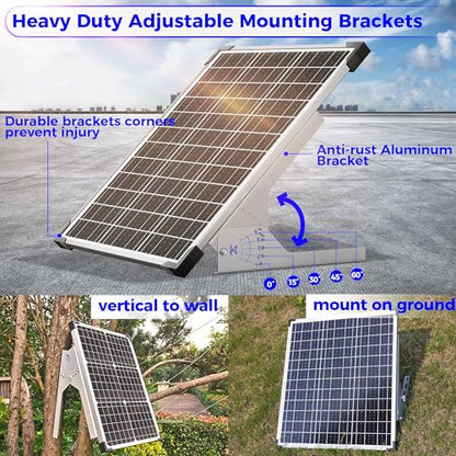 Voltset 50W Solar Panel Kit, 12V Solar Battery Trickle Charger Maintainer + 10A MPPT Charge Controller + Adjustable Mount Bracket,Waterproof Solar Panel Battery Charger for Car Boat Marine RV Roof - size: 50W