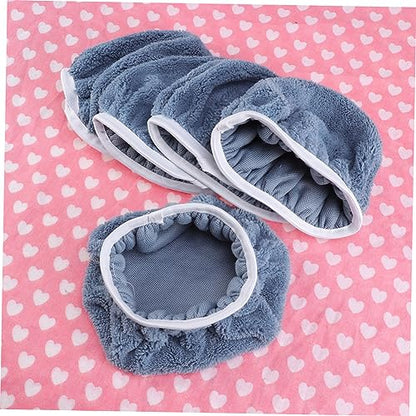5-Piece Coral Fleece Car Polishing Waxing Bonnet Set 9-10 Inch Soft Grip Pads for Dual-Action Polishers for Auto Detailing and Buffing