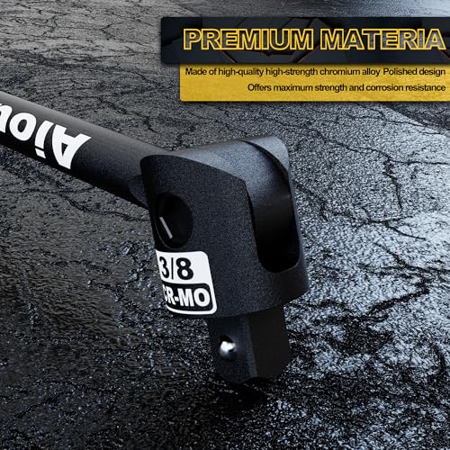 3/8" Drive 17.5 Inch Breaker Bar, Heavy Duty Head, Premium Chromium-Molybdenum Steel, Laser Etched Marking, for Grip and Break Loose Tight Bolts, Nuts - size: 3/8" Drive 17.5-Inch