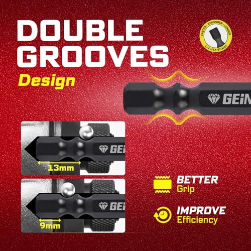Geinxurn 6Pcs Diamond Coated Impact Screwdriver Bit Set, 6 Inches #2 Phillips Power Driver Bits, Magnetic S2 Steel PH2 Screwdriver Bits Set with Tubes Package - style: 6"-PH2-6PC