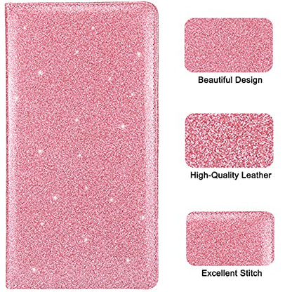 Car Registration and Insurance Holder, Premium Leather Insurance and Registration Holder,vehicle Glove Box Car Organizer, with Magnetic Shut for Cards, Driver License (Glitter Pink) - color: 06-Glitter Pink
