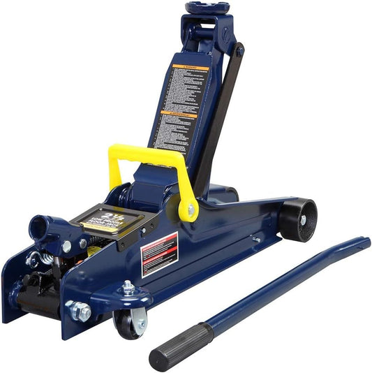 2.5 Ton (5,000 lbs) Low Profile Heavy Duty Steel Hydraulic Floor Jack with Single Piston Pump, Lifting Range 3-3/8" to 14-15/16", for Car, Light Truck and SUVs, Blue - color: blue