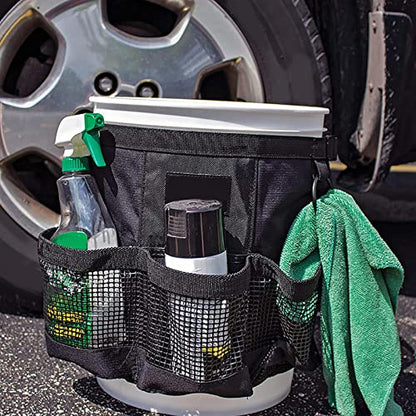 Multi Purpose Car Bucket Wash Tool Organizer Container, Fishing Storage Bag for 5 Gallon Bucket Hiking Camping Cooking Cleaning Garden Fishing Tools Supplier Bag Only