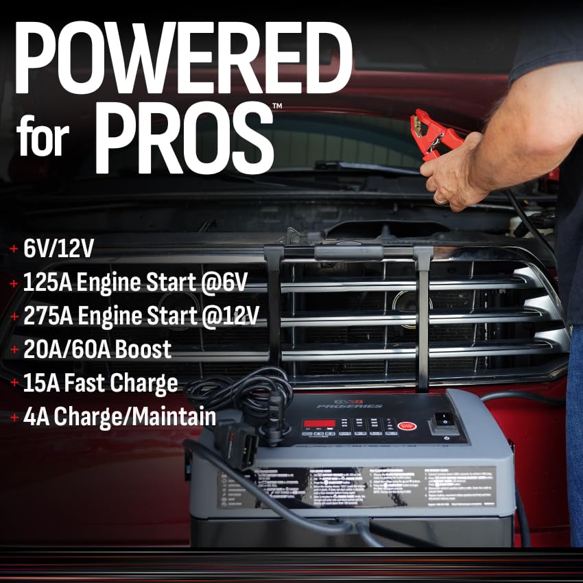 Schumacher Electric DSR Pro Series 6V / 12V Battery Charger & Engine Starter - Heavy Duty Wheeled Battery Charger - 275 Peak Amps - Easily Flash Reprogram a Battery - DSR122 - style: 6/12V 60/275A