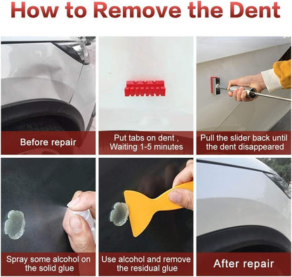 Manelord Car Dent Puller - Dent Remover with T-bar Slide Hammer Dent Puller and Upgraded Dent Puller Tabs for Car Dent Repair and Metal Surface Dent Removal