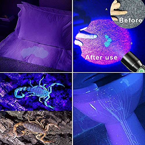 UV Flashlight Black Light, 3-in-1 Magnetic Flashlight Rechargeable, High Lumen Tactical LED Flashlight, 7 Modes Waterproof UV Light for Camping Emergencies Pet Urine Detection - color: 1pack flashlight